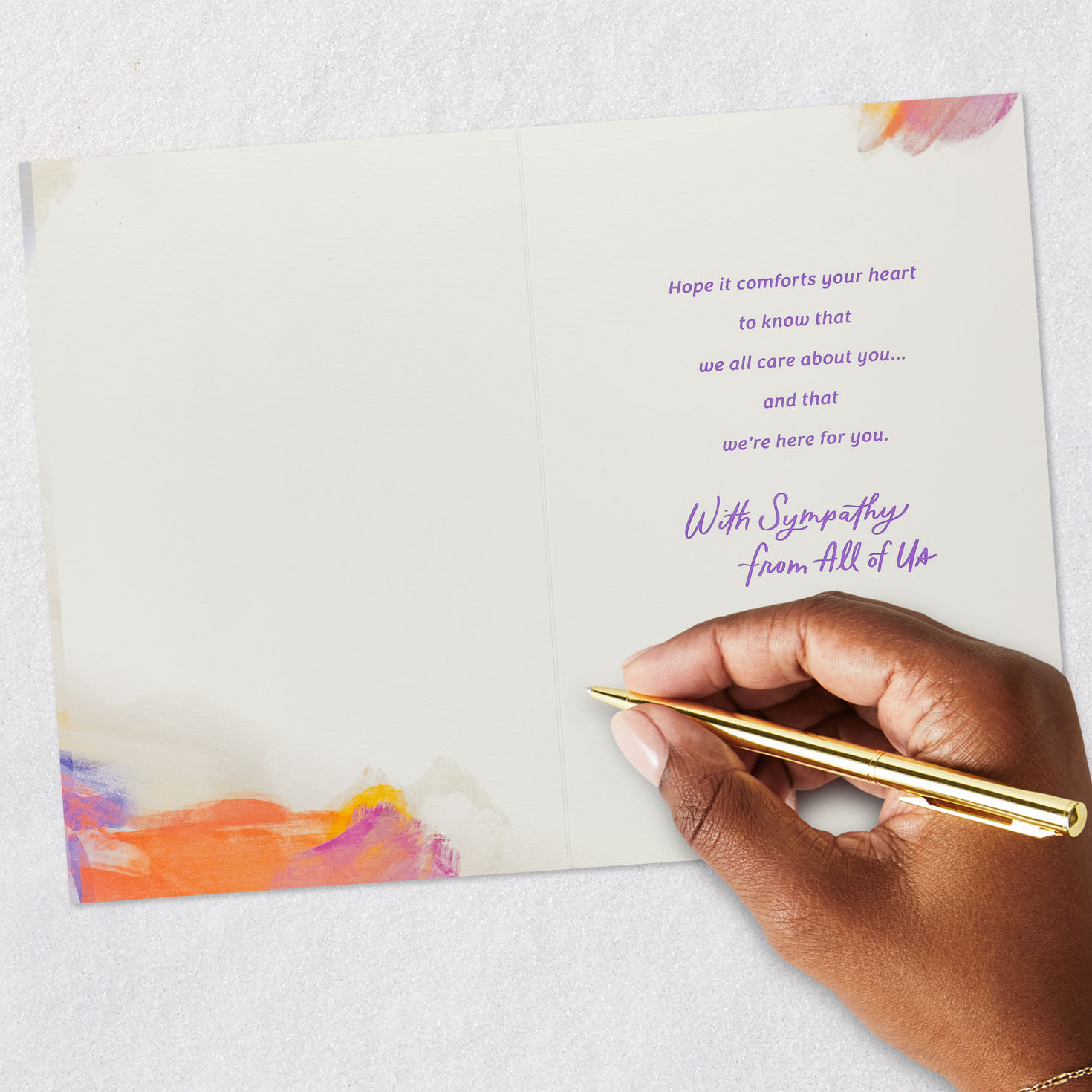 Watercolor Red and Purple Sympathy Card from Group Signing card image number 6