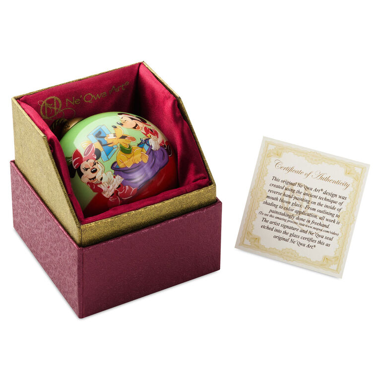 Mickey Minnie Ne'Qwa Art Glass Christmas Ornament box with insert card image number 10