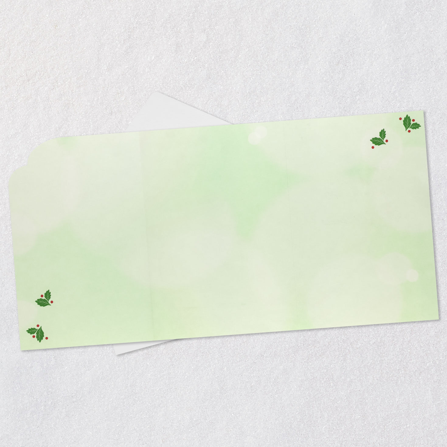Glowing Village Poinsettia Christmas Card Open card with envelope image number 4