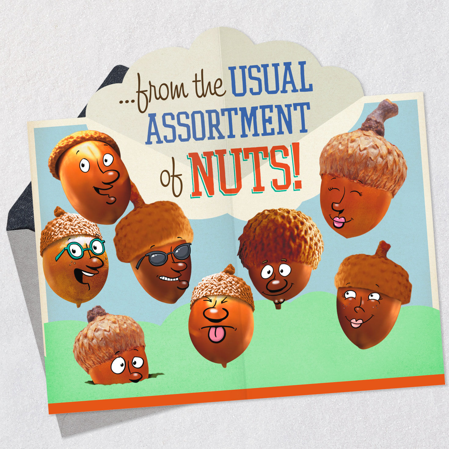 Squirrel and Nuts Funny Pop-Up Boss's Day Card From All Open card with envelope image number 2