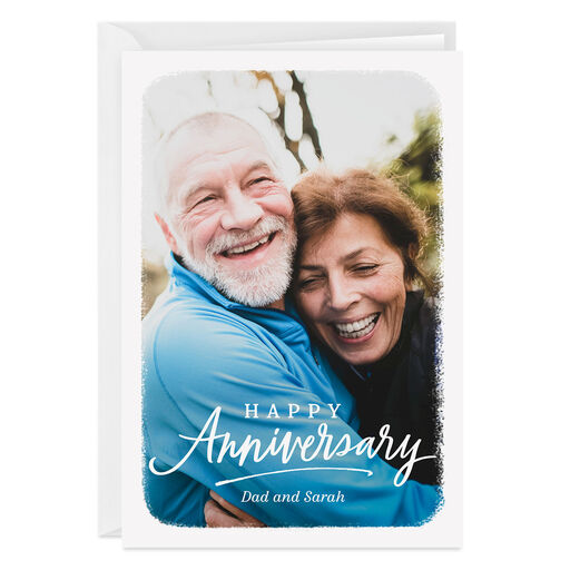 Personalized White Frame Anniversary Photo Card, 