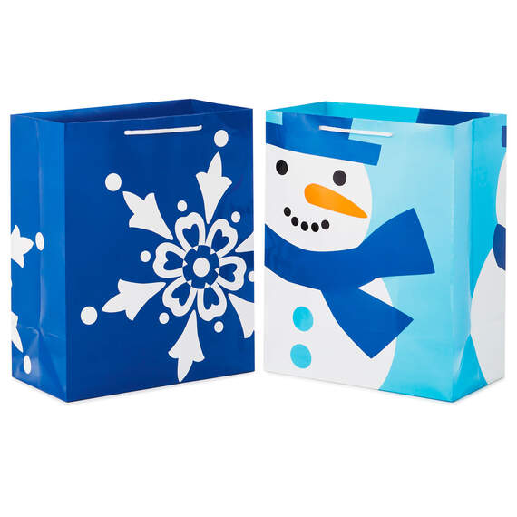 13" Winter Blue 2-Pack Large Holiday Gift Bags Assortment, , large image number 1