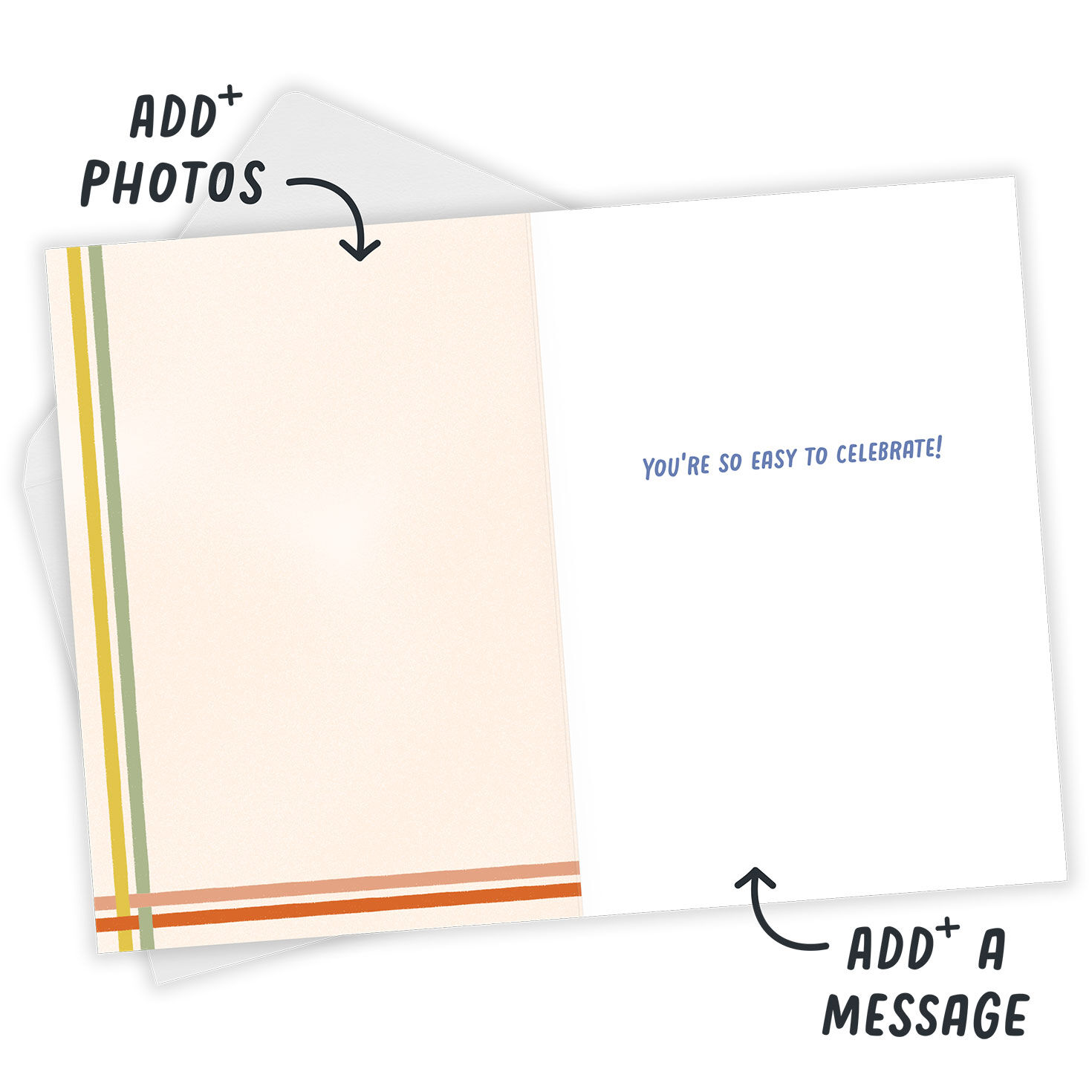 Hands Holding Signs Personalized Boss's Day Card Open Card with Envelope indicating personalization image number 3