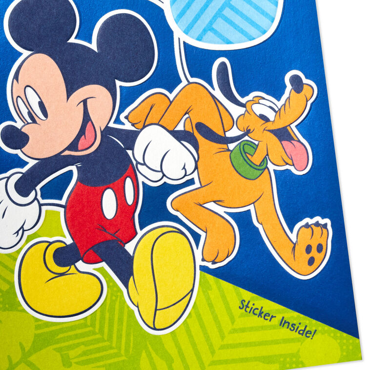 Disney Mickey Mouse and Pluto Third Birthday Card for Kid With Sticker, , large image number 4