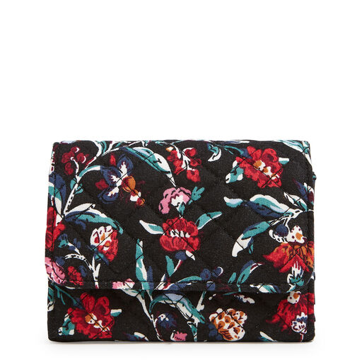 Vera Bradley RFID Riley Compact Wallet in Perennials Noir, 