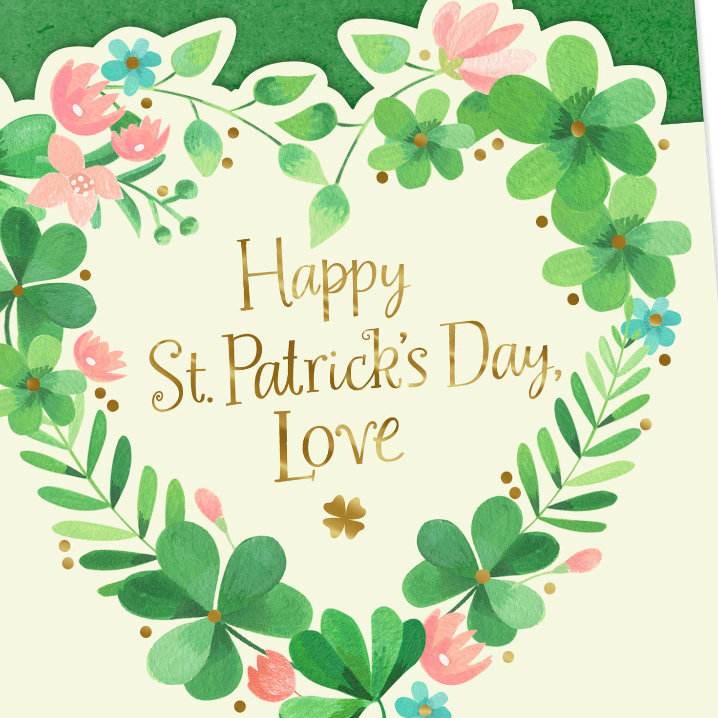 Shamrock Heart Romantic St. Patrick's Day Card Cover Detail image number 4