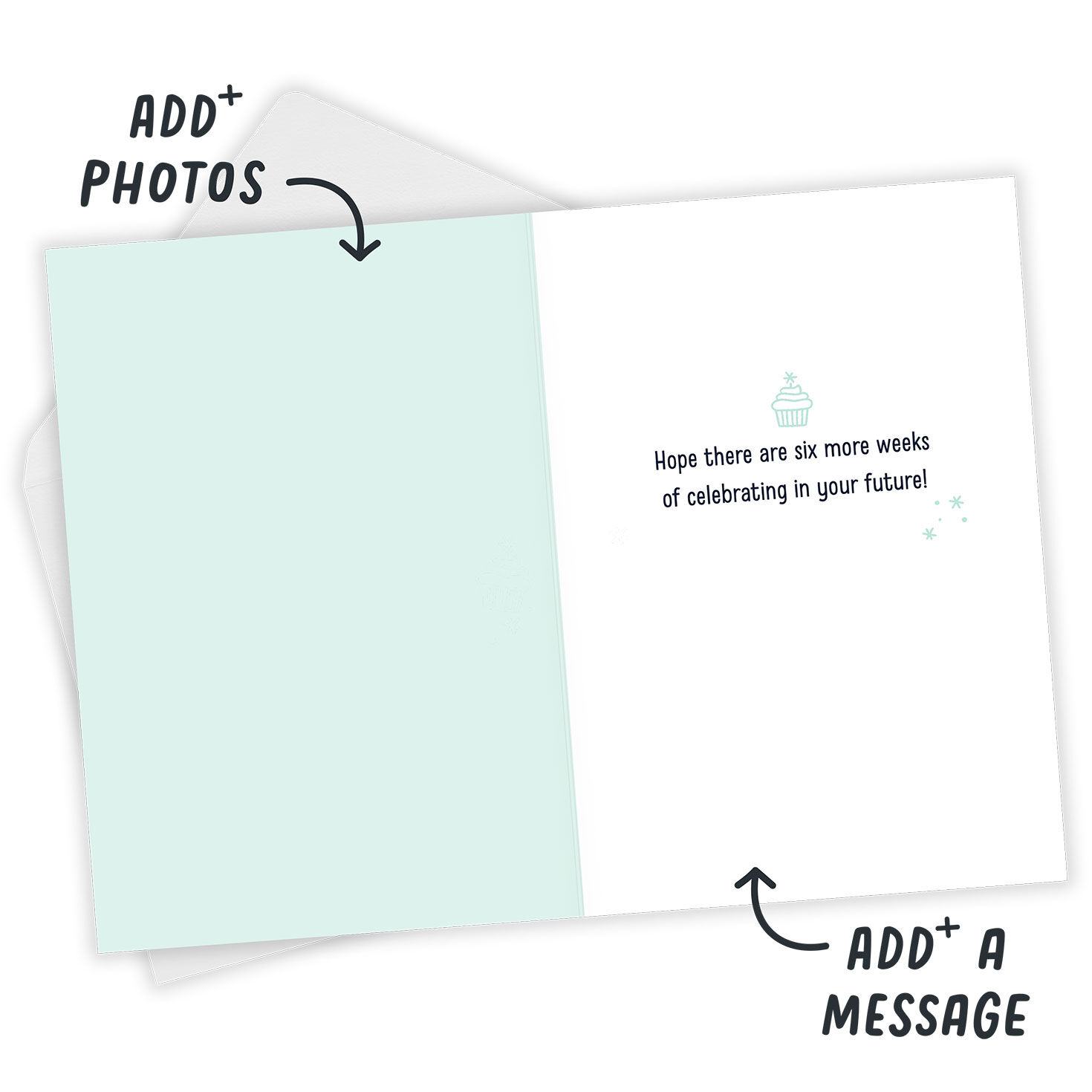 February Groundhog Personalized Birthday Card Open Card with Envelope indicating personalization image number 3