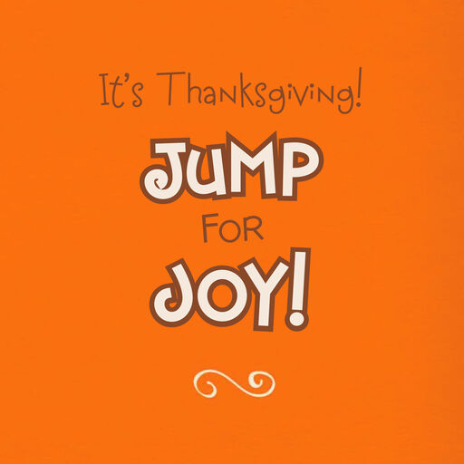 Peanuts® Charlie Brown Jumping in Leaves Thanksgiving Card, 