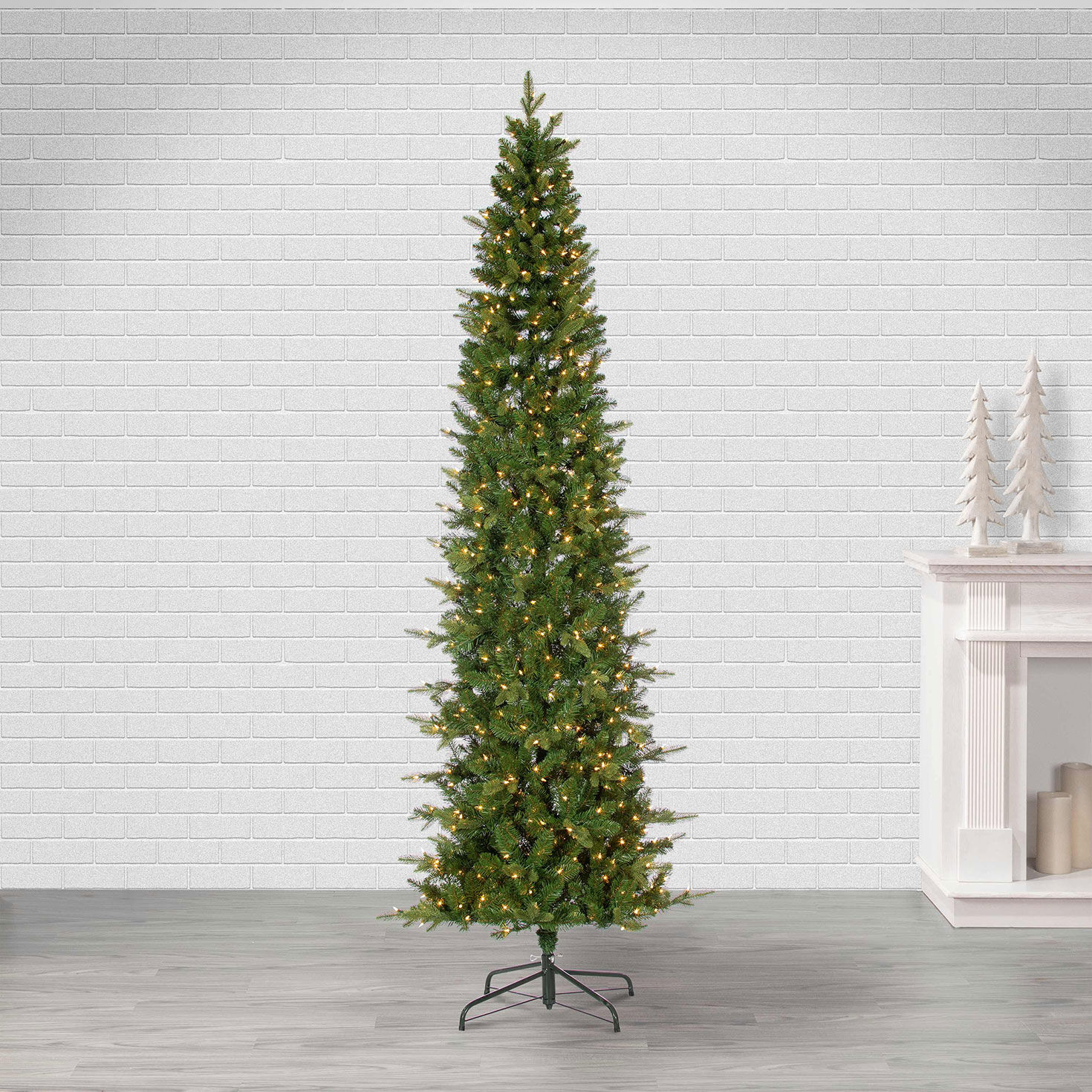 9 ft Pre-Lit Natural Cut Narrow Saginaw Spruce Christmas Tree with 750 Color-Changing LED Lights in use image number 3