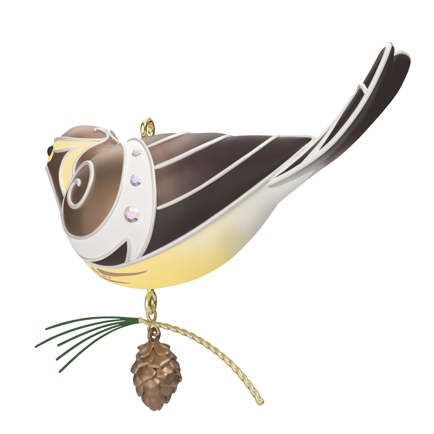Brown and Yellow Bird Keepsake Ornament Back image number 6