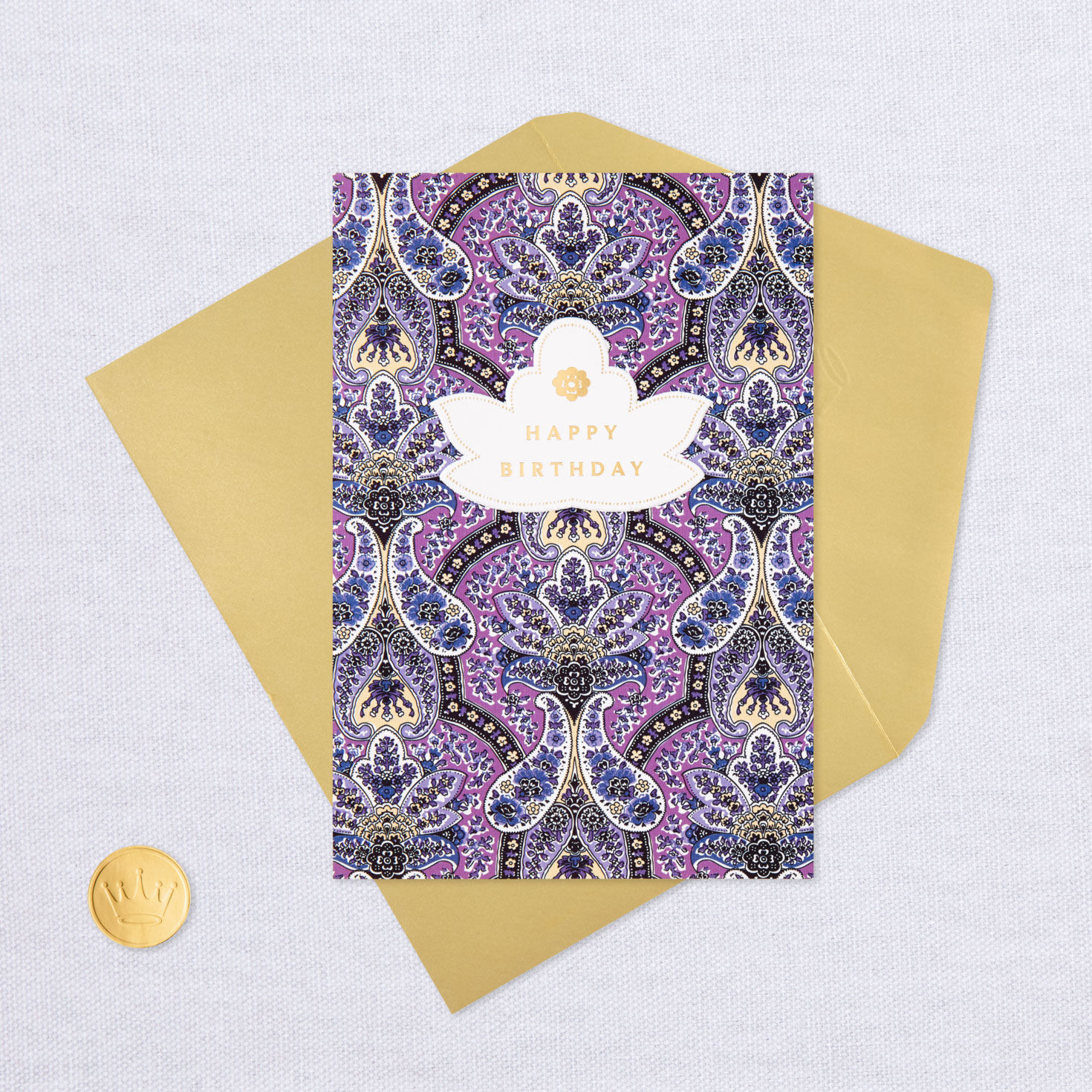 Purple Paisley Golden Moments Birthday Card, , large image number 5