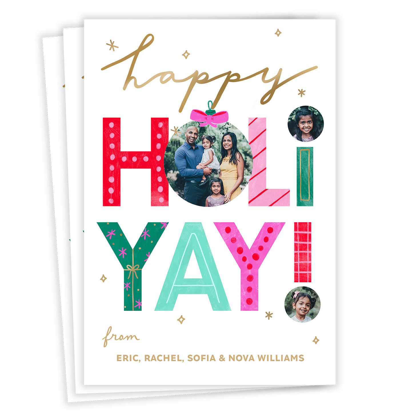 Modern Happy Holi-Yay Flat Holiday Photo Card