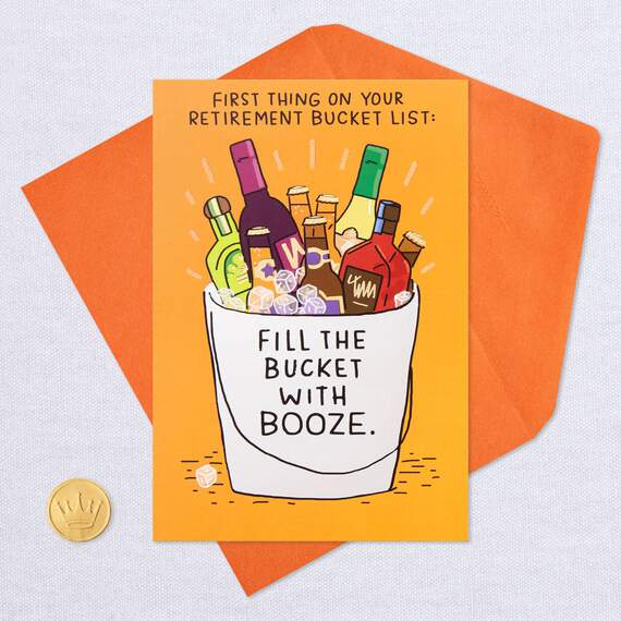 Booze-Filled Bucket List Funny Retirement Card, , large image number 5