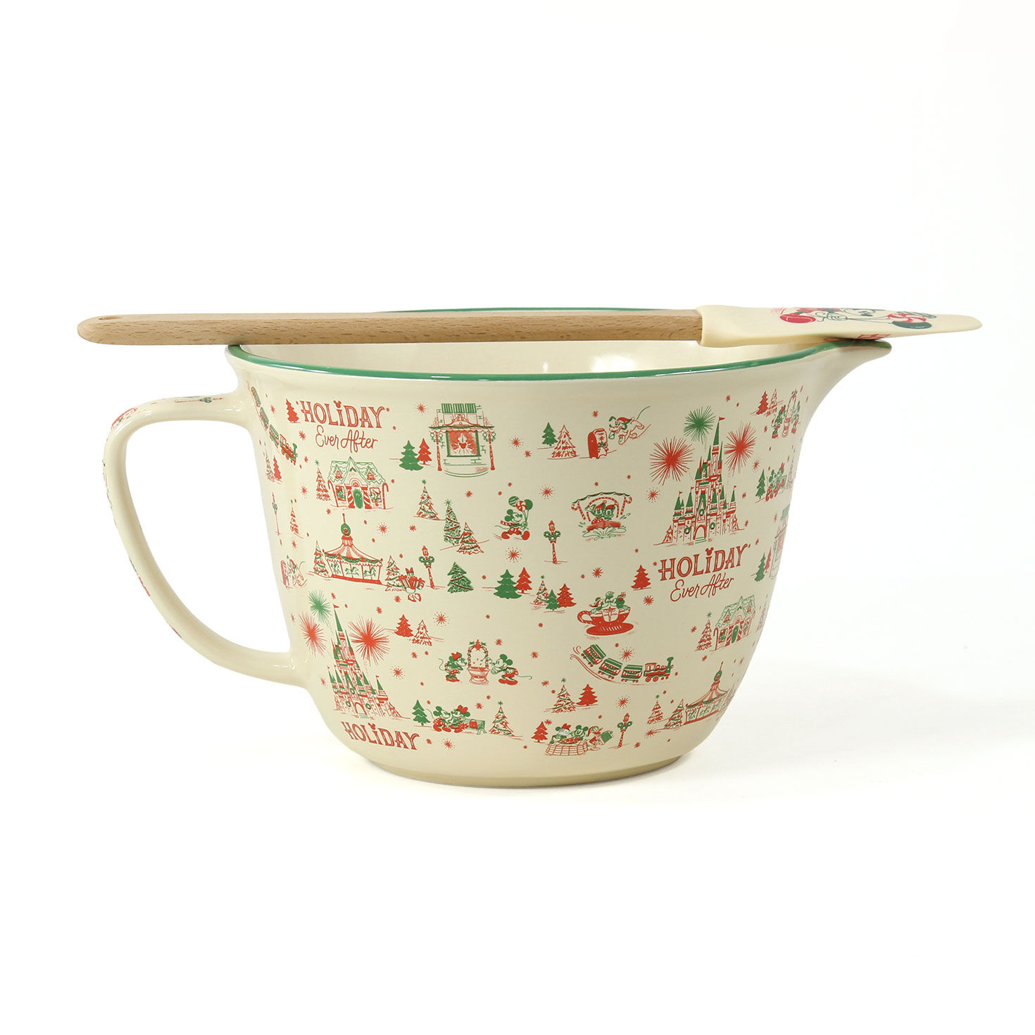 Pink Green Holiday Disney Pattern Mixing Bowl, Spatula front  image number 3