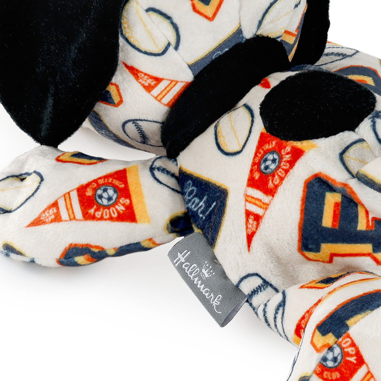 Retro Sports Print Floppy Snoopy Plush upclose view image number 5