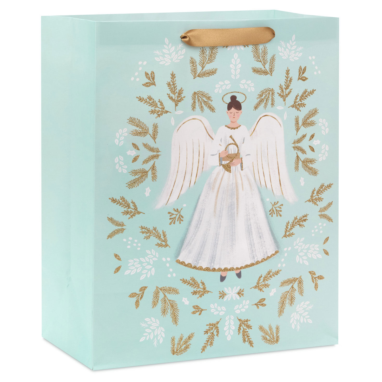 13" Angel Illustration on Blue Large Christmas Gift Bag