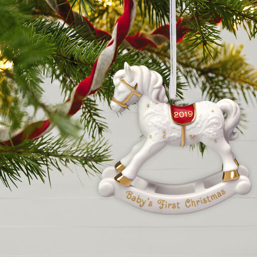 ... Baby's First Christmas Rocking Horse Porcelain Ornament,