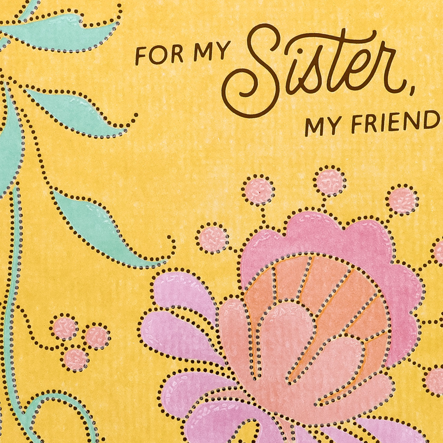 Pink Folk-Art Flower Sister Birthday Card Card Front Detail image number 5