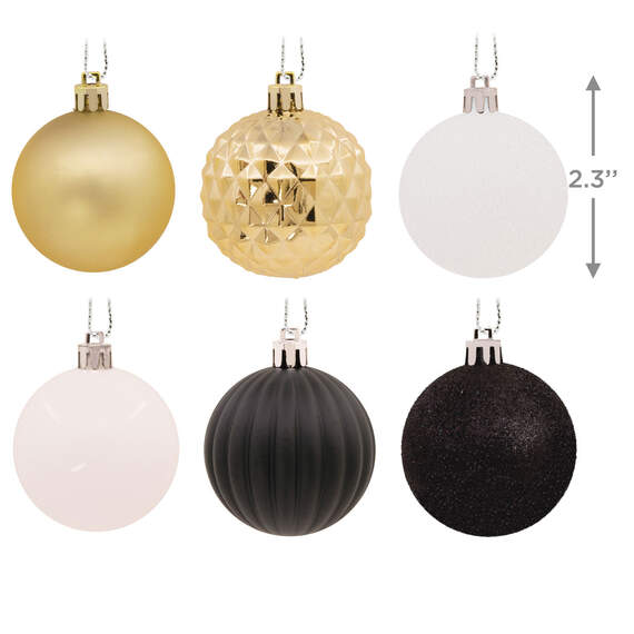 30-Piece Black, Gold, White Shatterproof Christmas Ornaments Set, , large image number 3