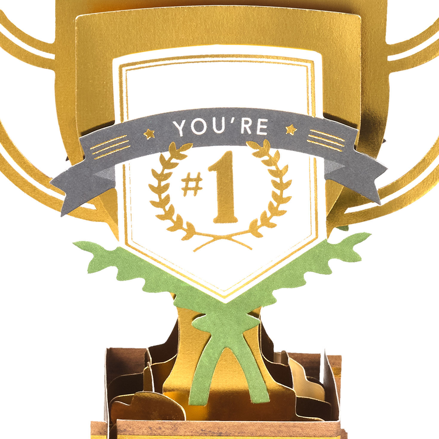 World's Best Dad Trophy Pop-Up Father's Day Card With Music Sentiment upclose image number 3