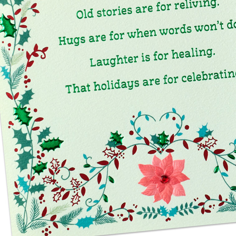 Vintage Holly and Ivy with Poinsettia Friend Christmas Card Card Front Detail image number 4