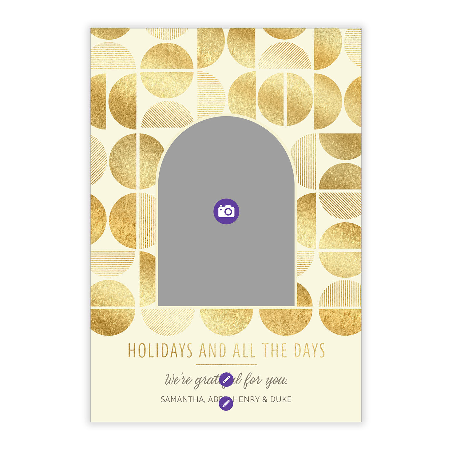 Geometric Gold Circles Flat Holiday Photo Card, , large image number 5