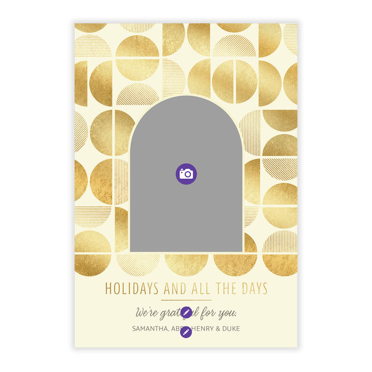Geometric Gold Circles Flat Holiday Photo Card, , large image number 5