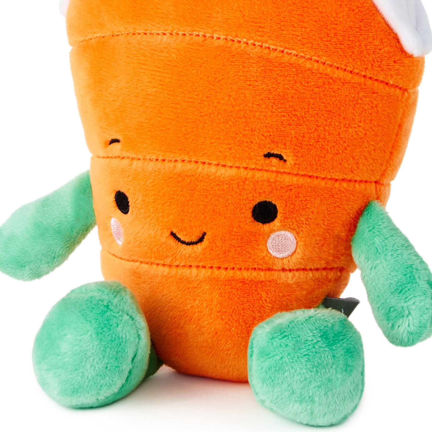 Carrot-Shaped Plush Wearing Bunny Ears upclose view image number 5
