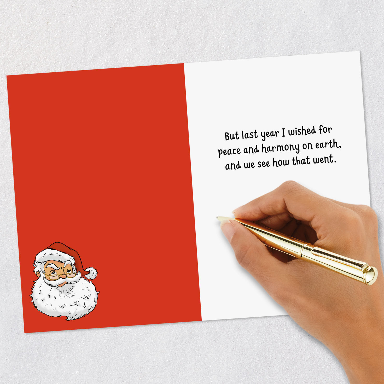 Santa Pointing Finger Funny Christmas Card Signing card image number 6