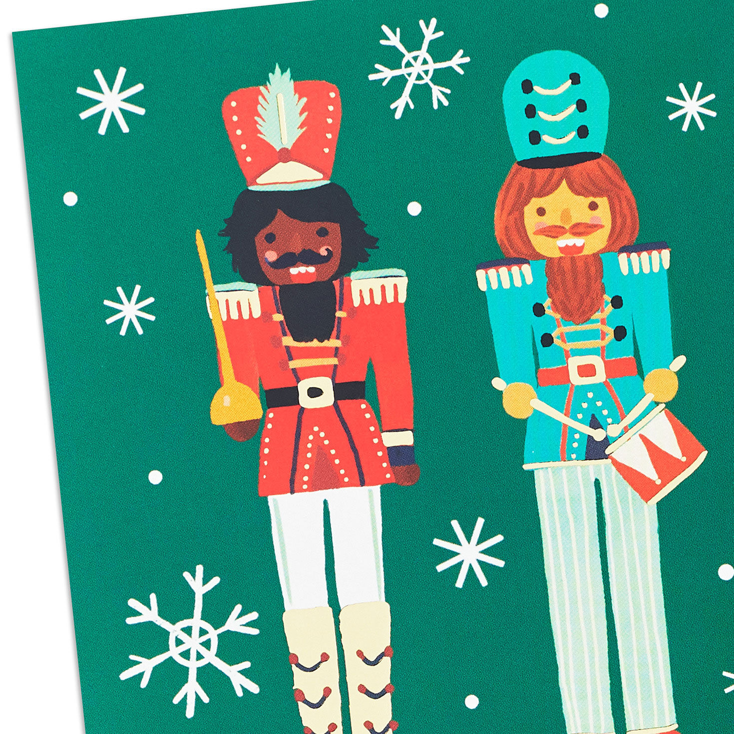 Nutcrackers on Green Boxed Christmas Cards Bulk Pack card frotn detail image number 5