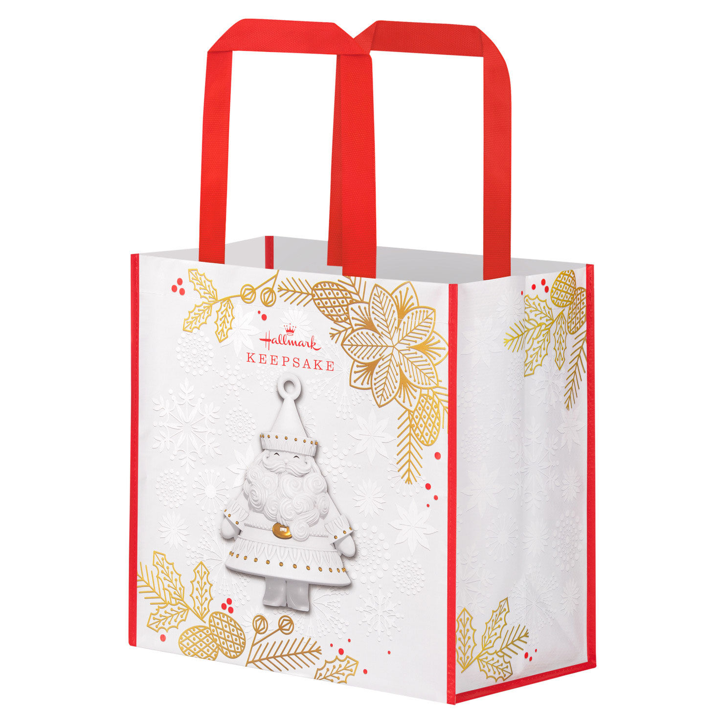White Santa Ornament on Keepsake Tote Bag Back image number 4