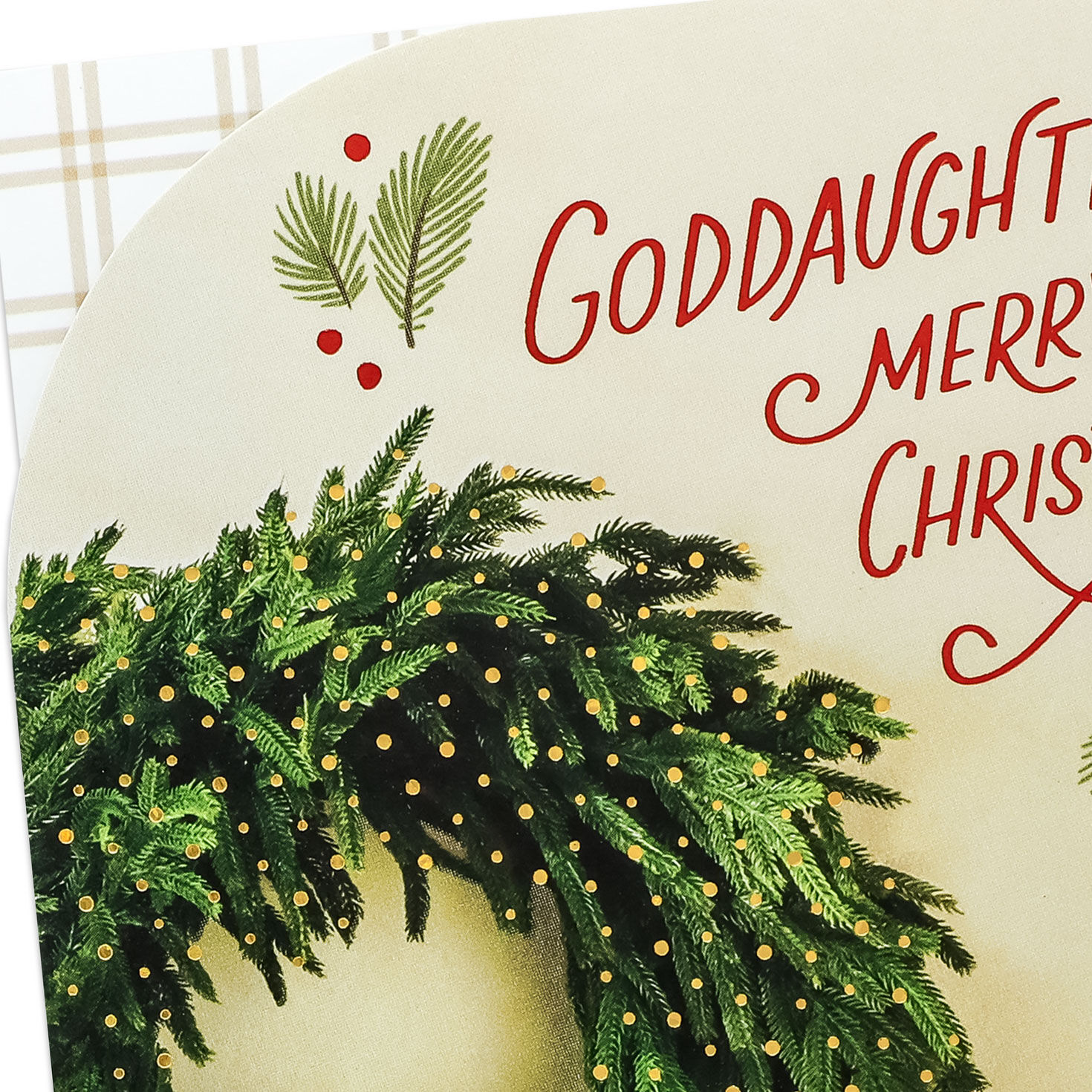 Holiday Wreath Christmas Card for Goddaughter Card Front Detail image number 4