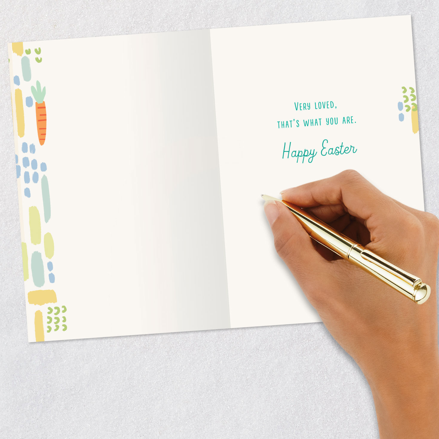Abstract Eggs and Carrots Easter Card for Grandson Signing card image number 6