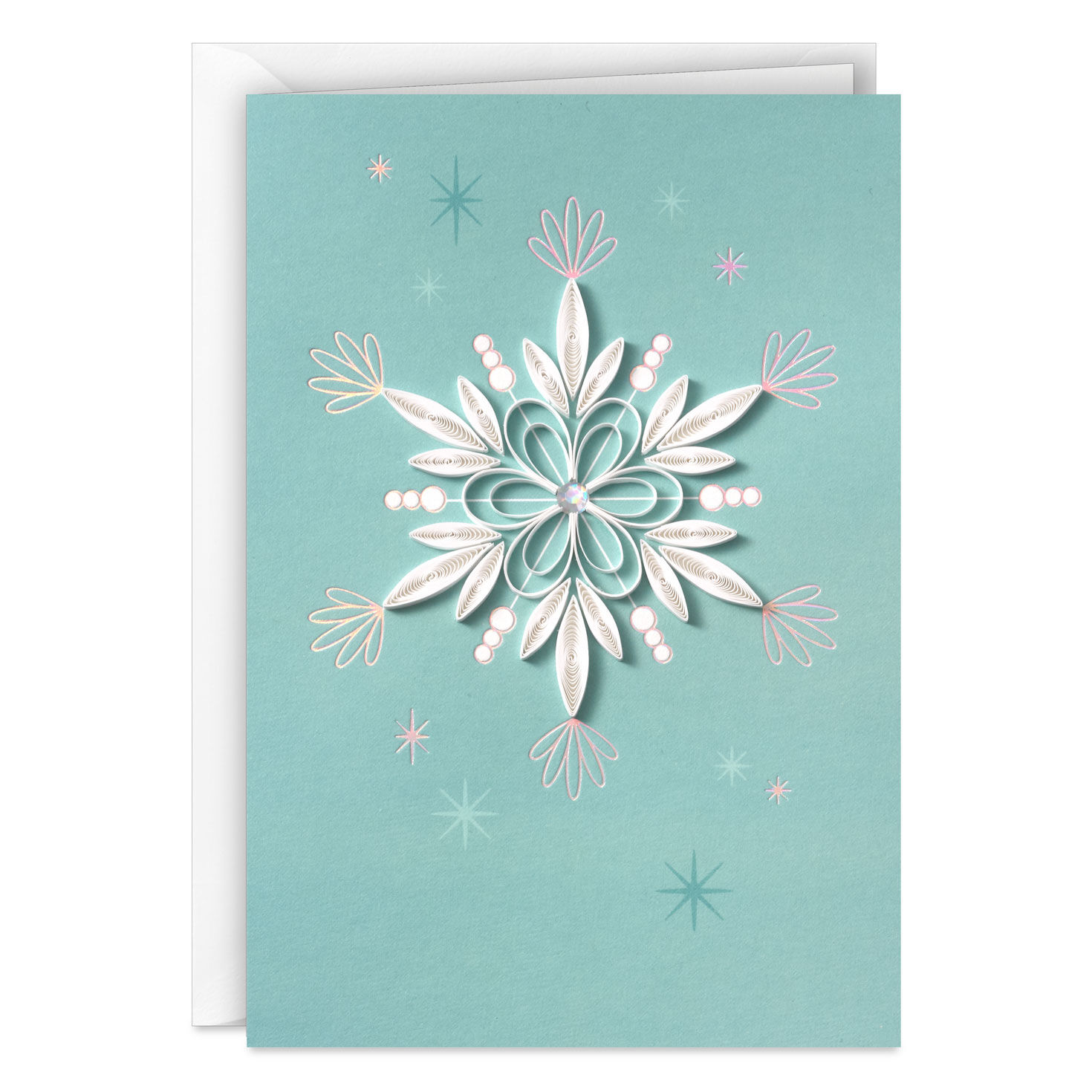 Peace and Joy Snowflake Quilled Paper Handmade Holiday Card