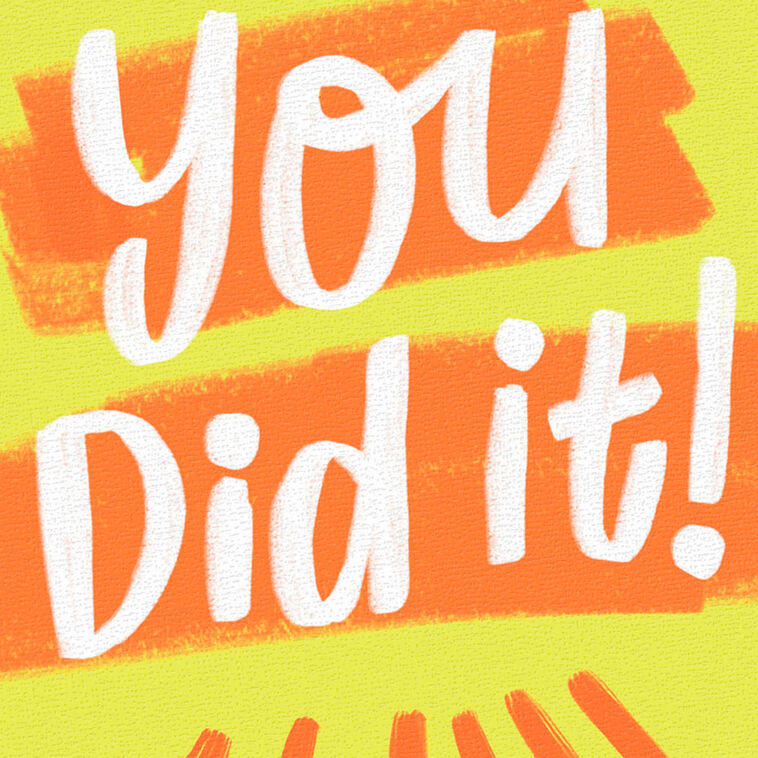 You Did It Orange and Yellow Congratulations Card Card Front Detail image number 4
