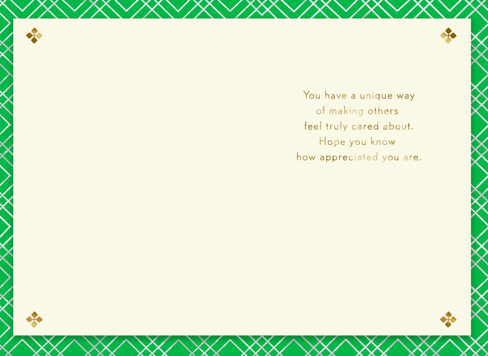 Green and Gold Diamonds Thank You Card