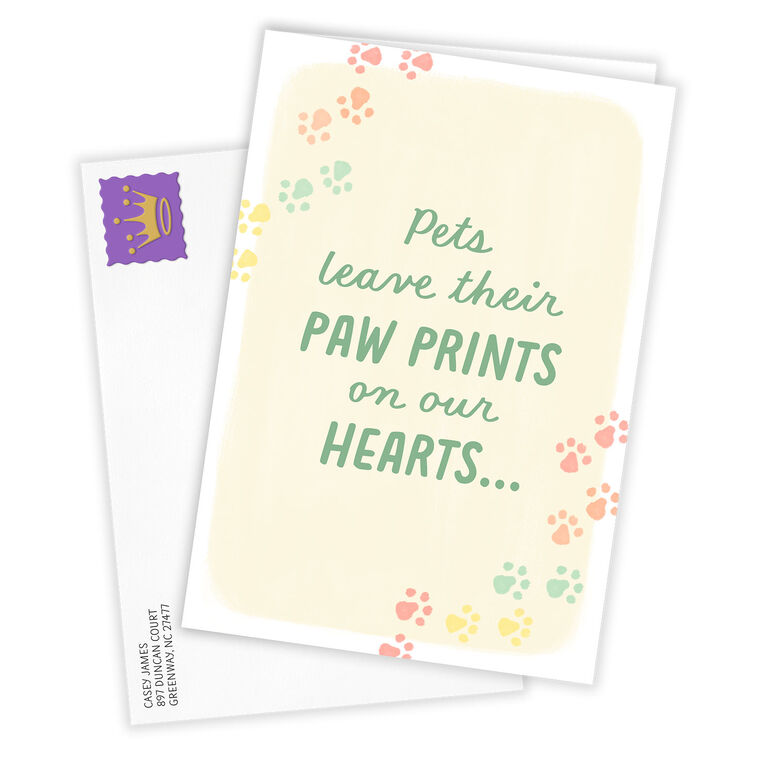 Colorful Pawprints Folded Pet Sympathy Photo Card  image number 2