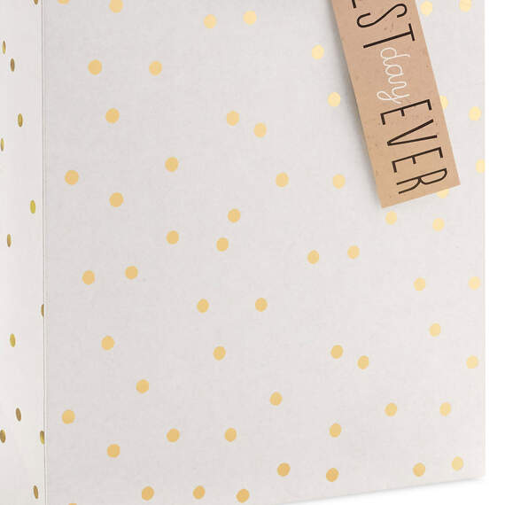 9.6" Ivory With Gold Dots Medium Gift Bag, , large image number 5