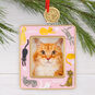 Cats on Pink Photo Frame Christmas Ornament Hanging on tree image number 2