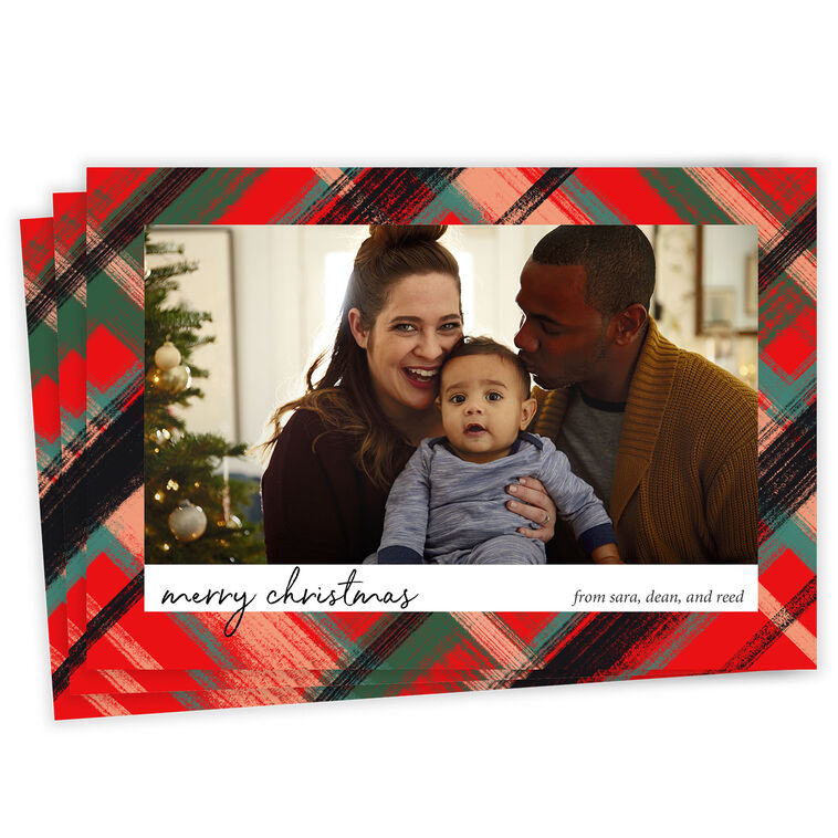 Festive Plaid Flat Christmas Photo Card