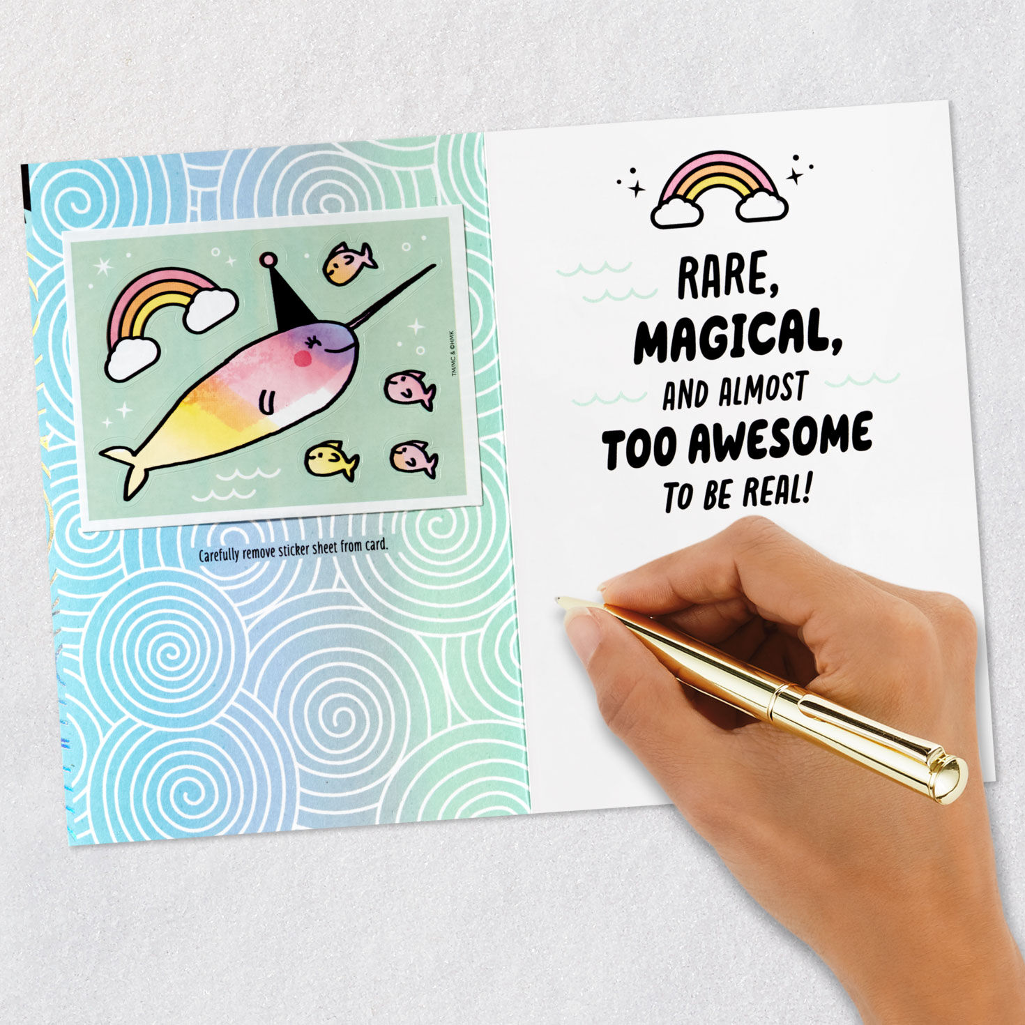 Narwhal 9th Birthday Card for Kid With Stickers, , large image number 7