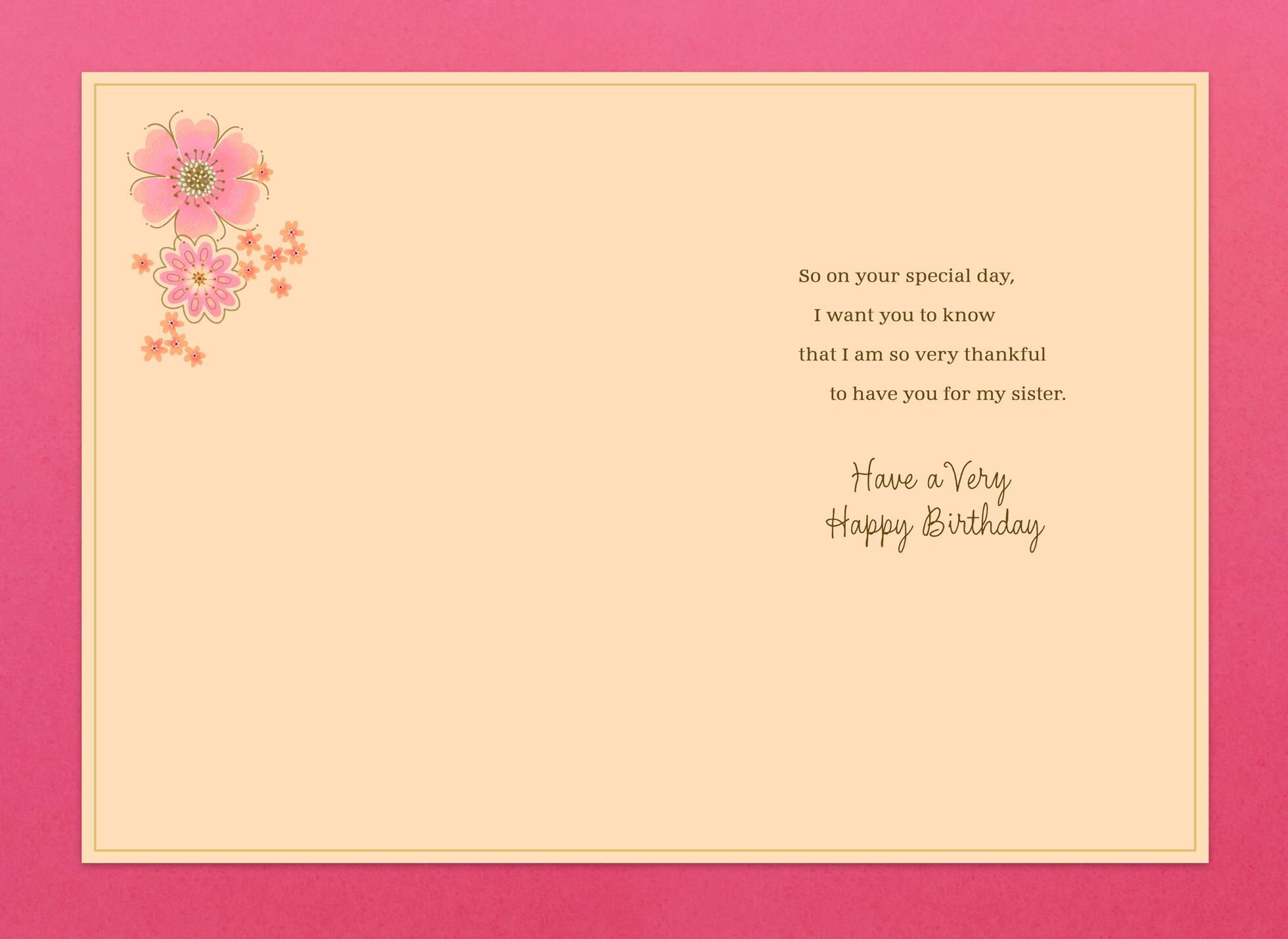Love and Gratitude Flowers Birthday Card for Sister
