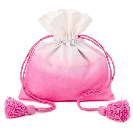 Pink Ombré Small Fabric Gift Bag, 7", , large