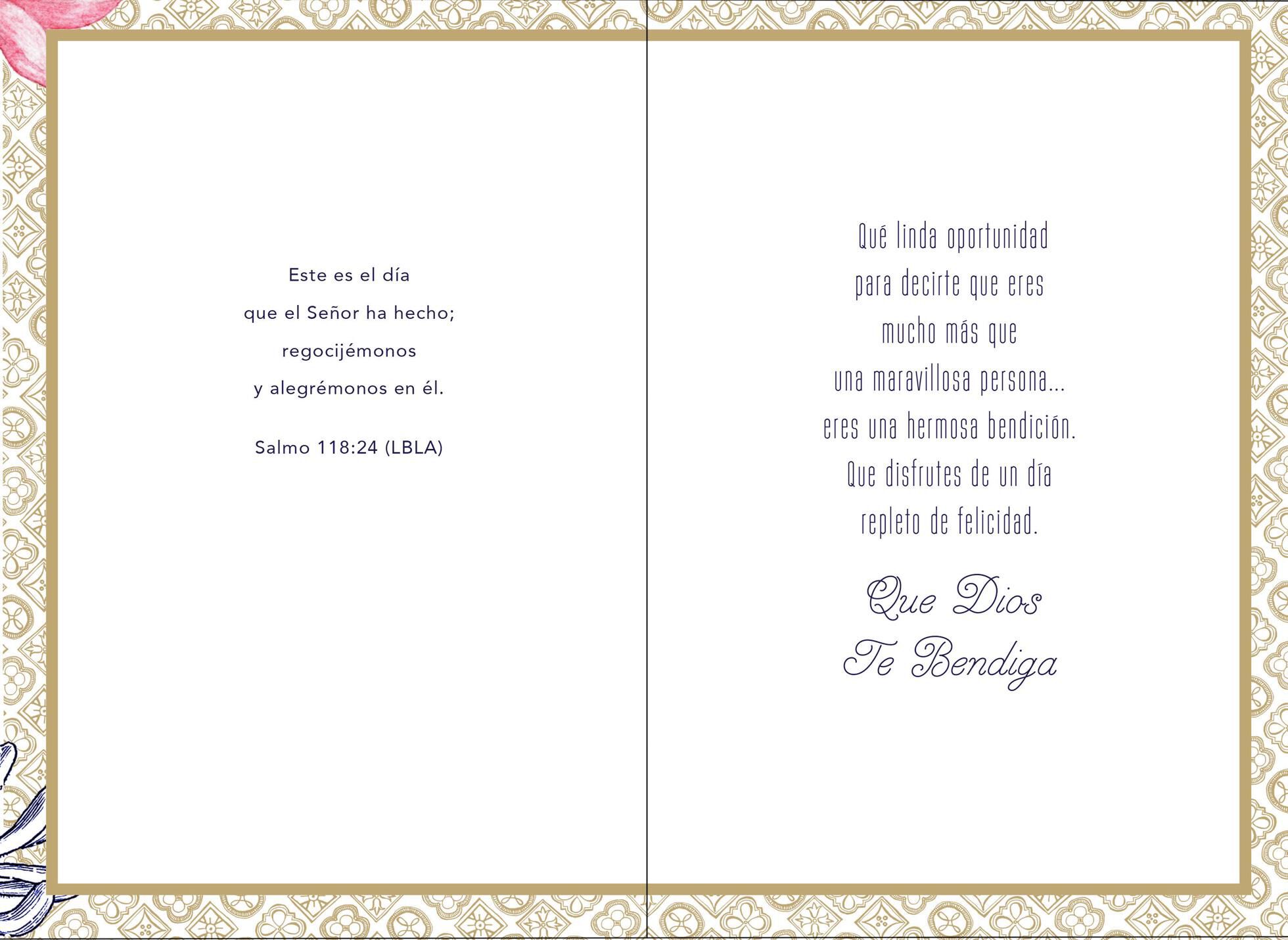 Pink Flowers Religious Spanish-Language Mother's Day Card