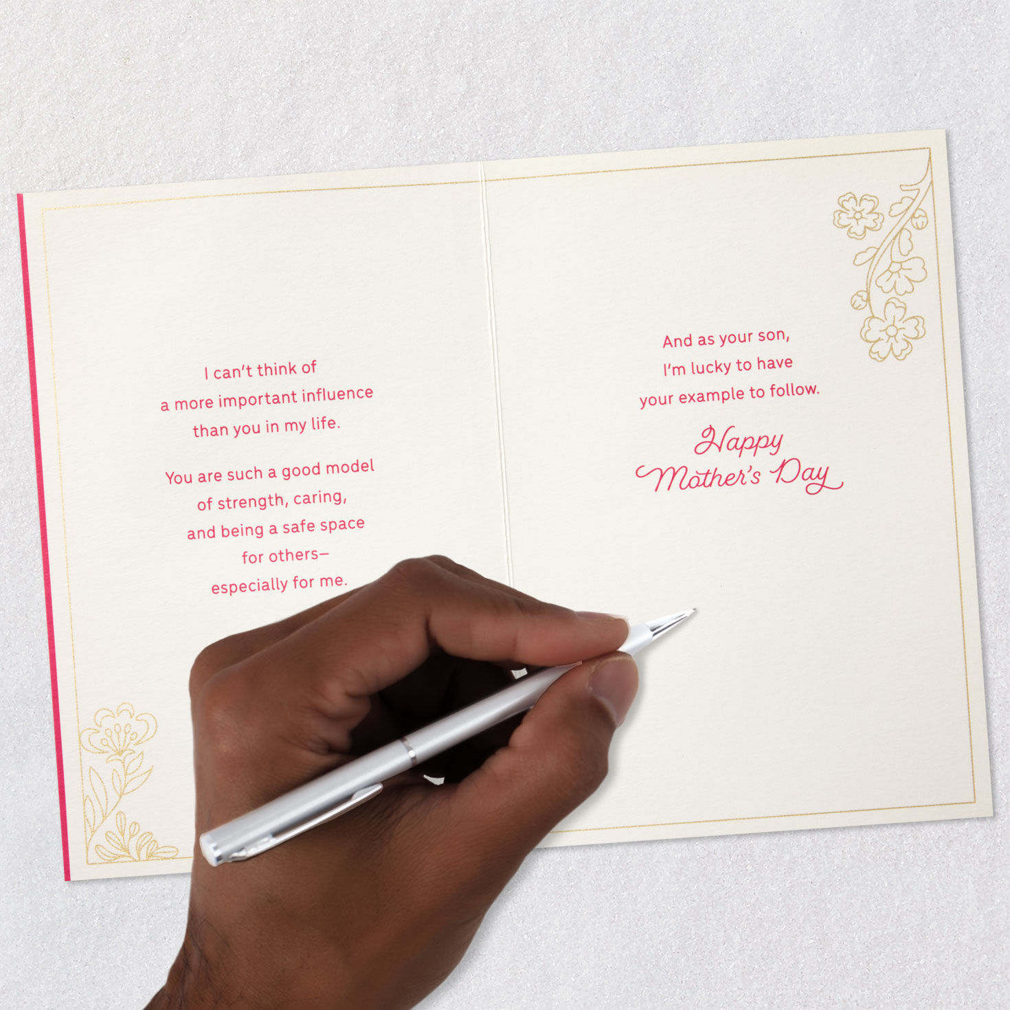 Bird and Flowers Mom Mother's Day Card From Son Signing card image number 7