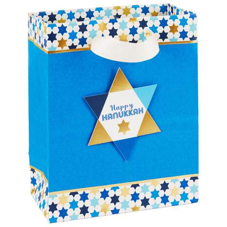 Star of David on Blue Small Hanukkah Gift Bag, 6.5", , large