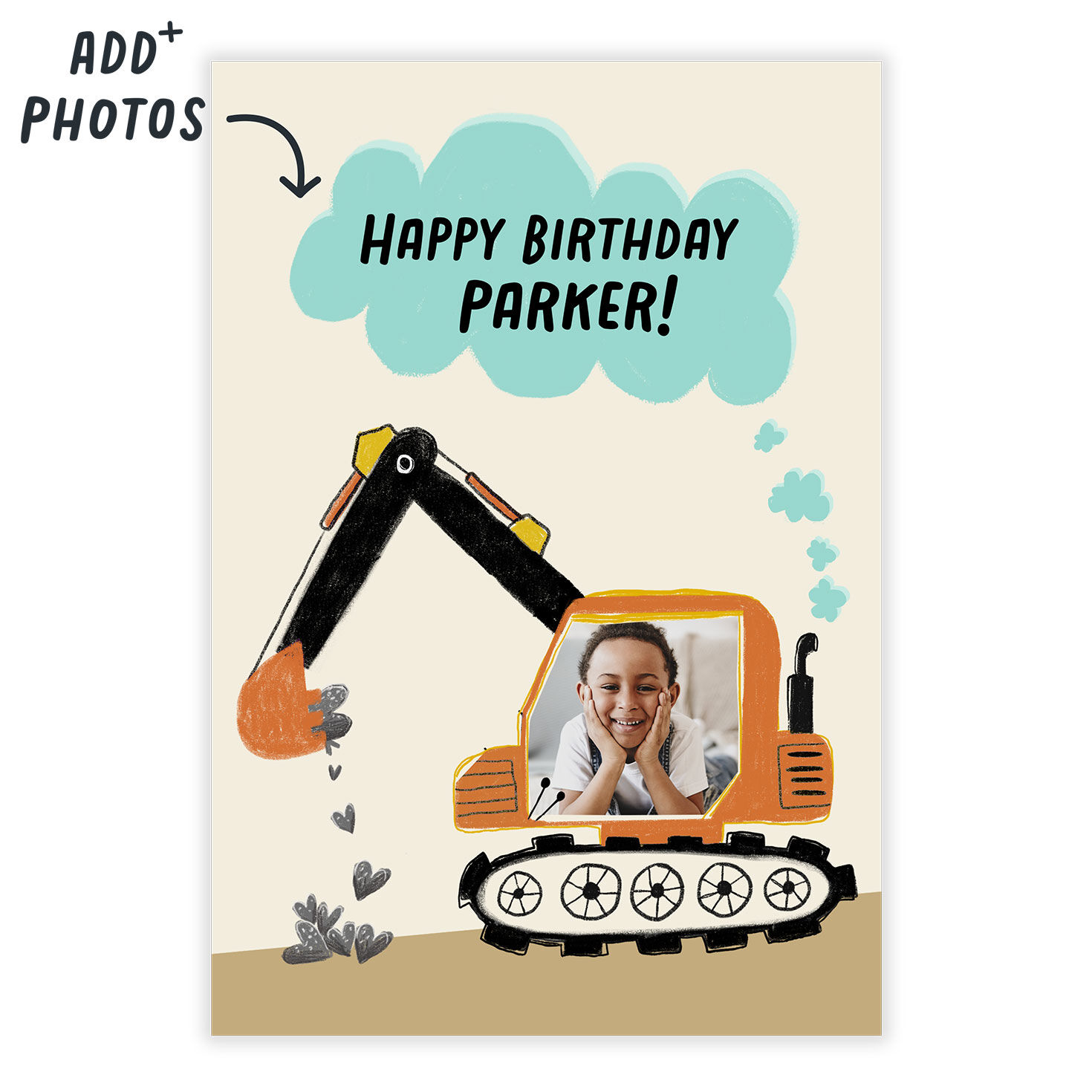 Personalized Construction Theme Photo Card for Kid  image number 2