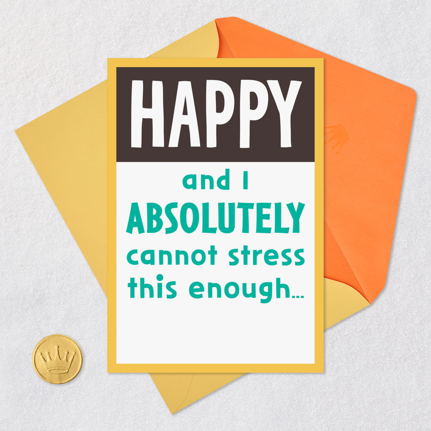 Green and Yellow Funny Birthday Card Card Front with Envelope and Gold Seal image number 5