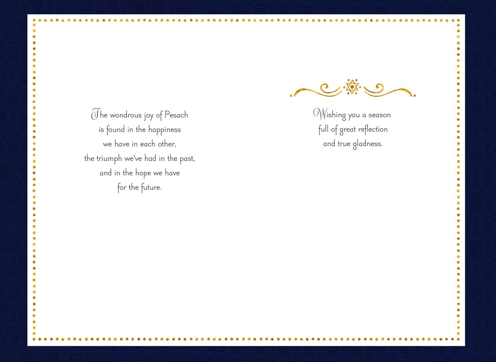 Gold Foil Hebrew Letters and Star of David Passover Card