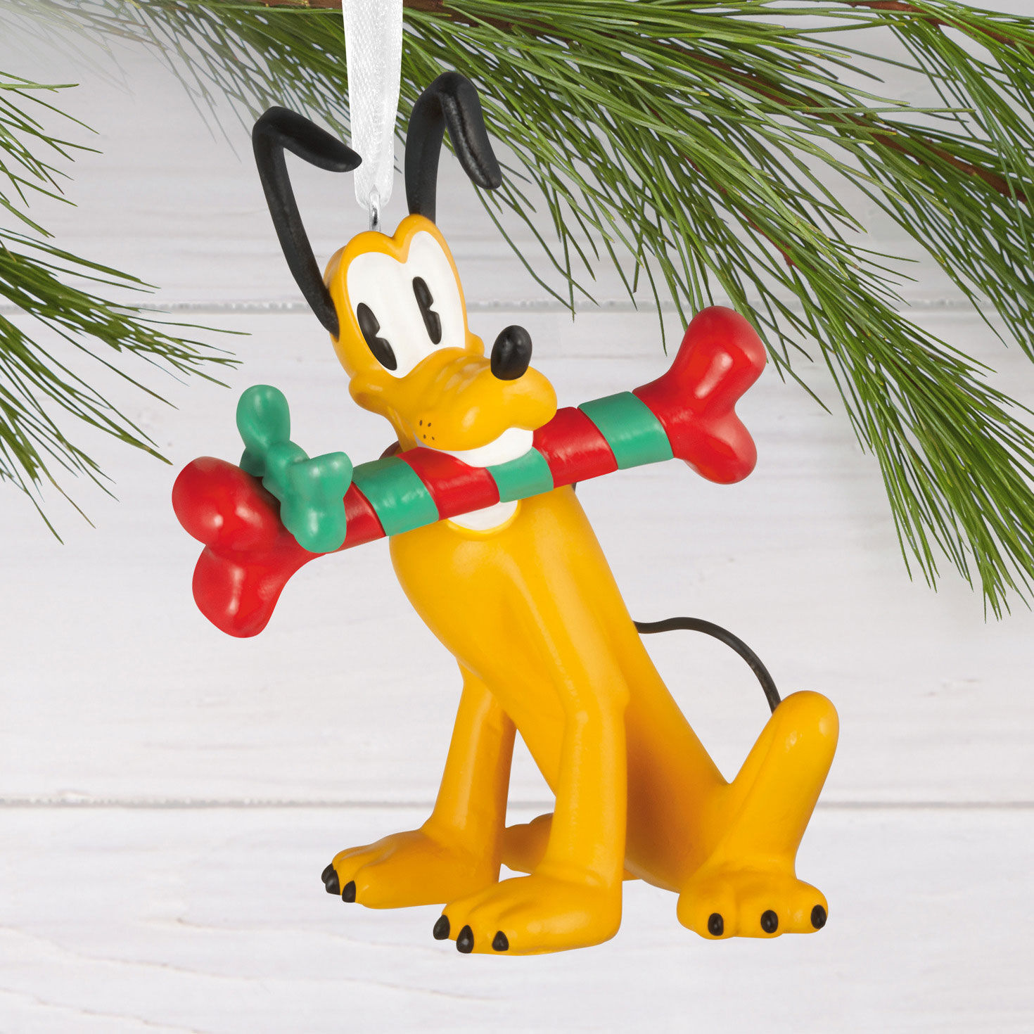 Disney Pluto With Dog Bone Gift Christmas Ornament hanging on tree image number 2